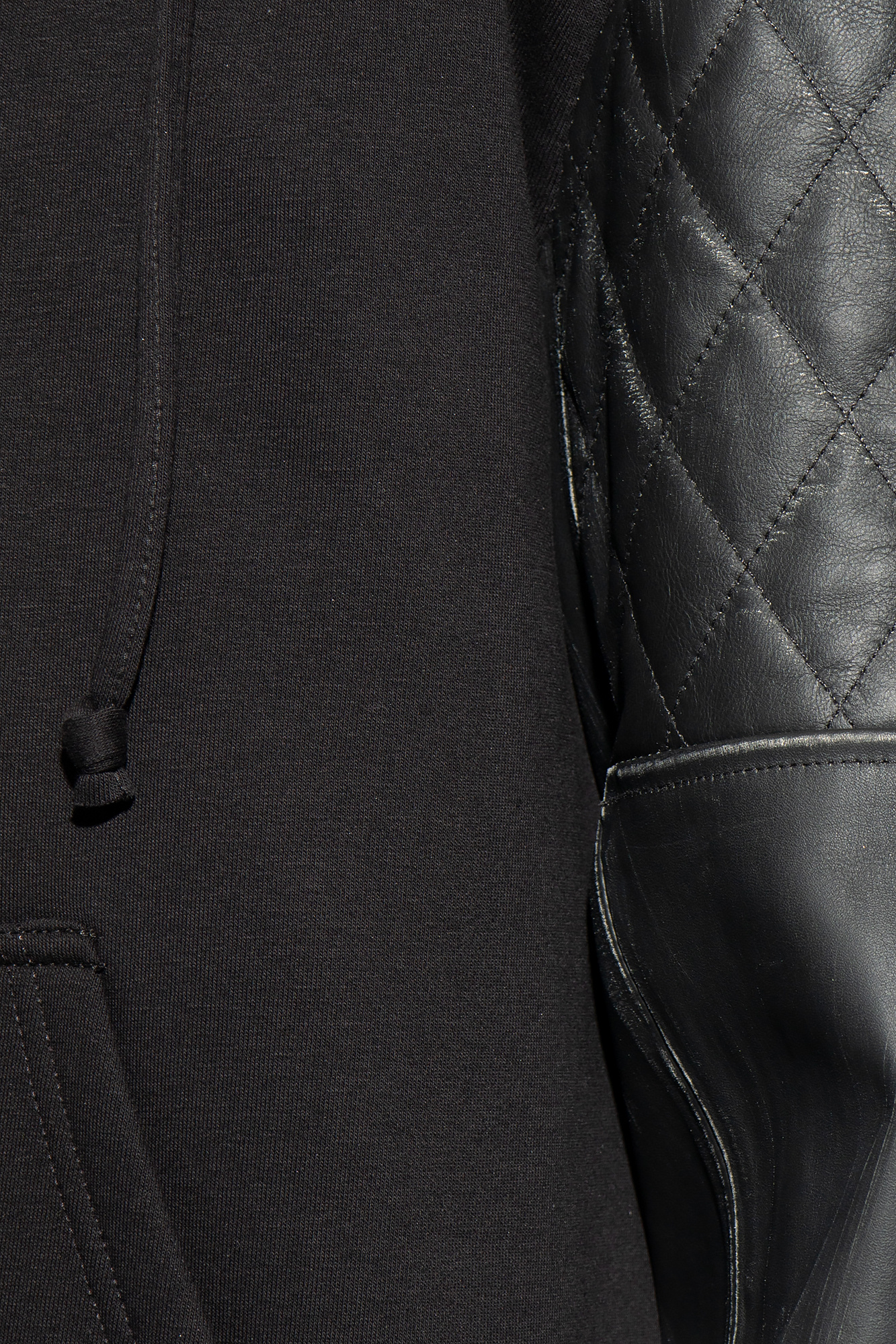 Black Hoodie with leather sleeves MM6 Maison Margiela